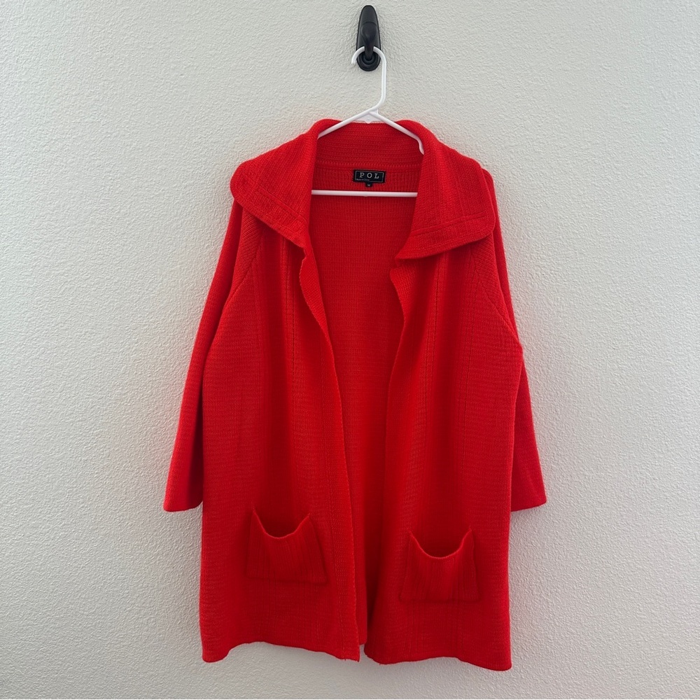 POL Red Open Cardigan Sweater - Cozy Cottagecore Layering - M